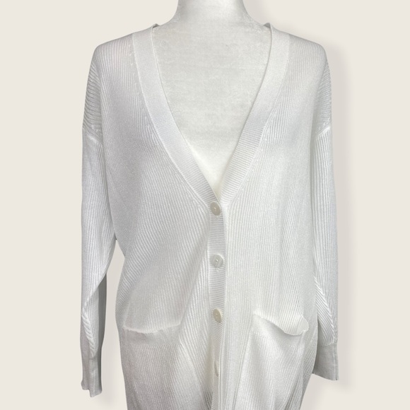 House of CB Stefania White Sheer Midi Cardigan XS - Picture 11 of 16